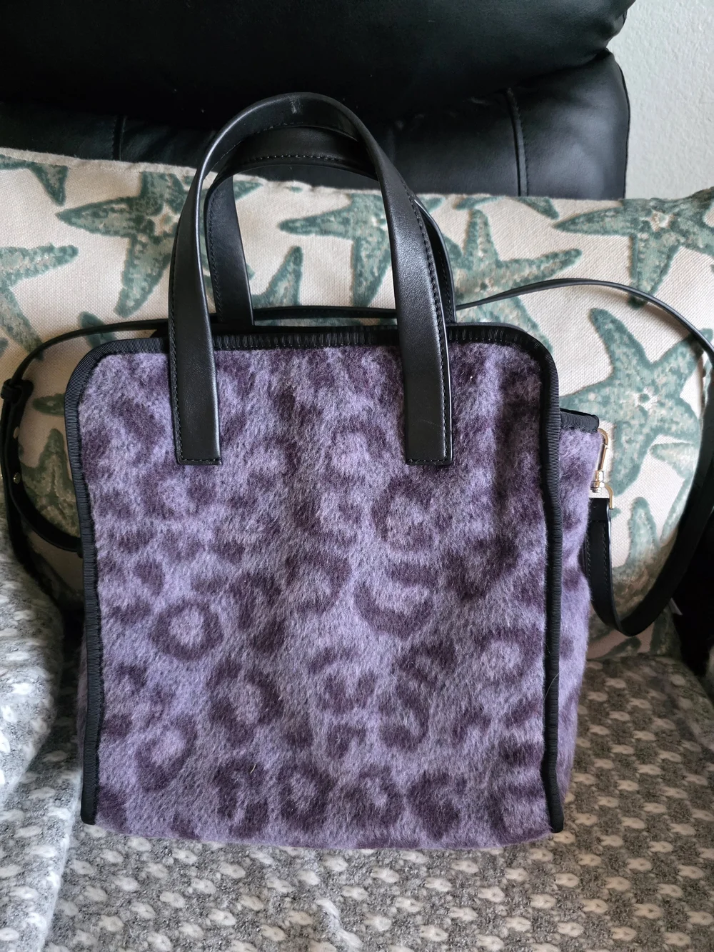kate spade New York Purple Leopard-Print Fleece Tote